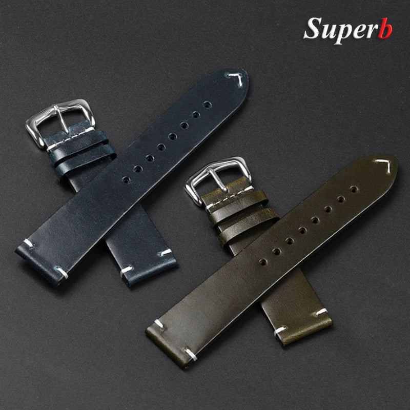 Vintage Ölwachs Lederarmband 18-24mm für Uhr und Smartwatch – Herren Damen