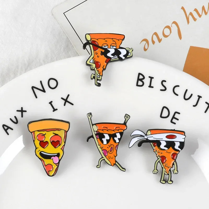 Lustige Pizza Mann Emaille Pin Brosche für Kleidung & Taschen