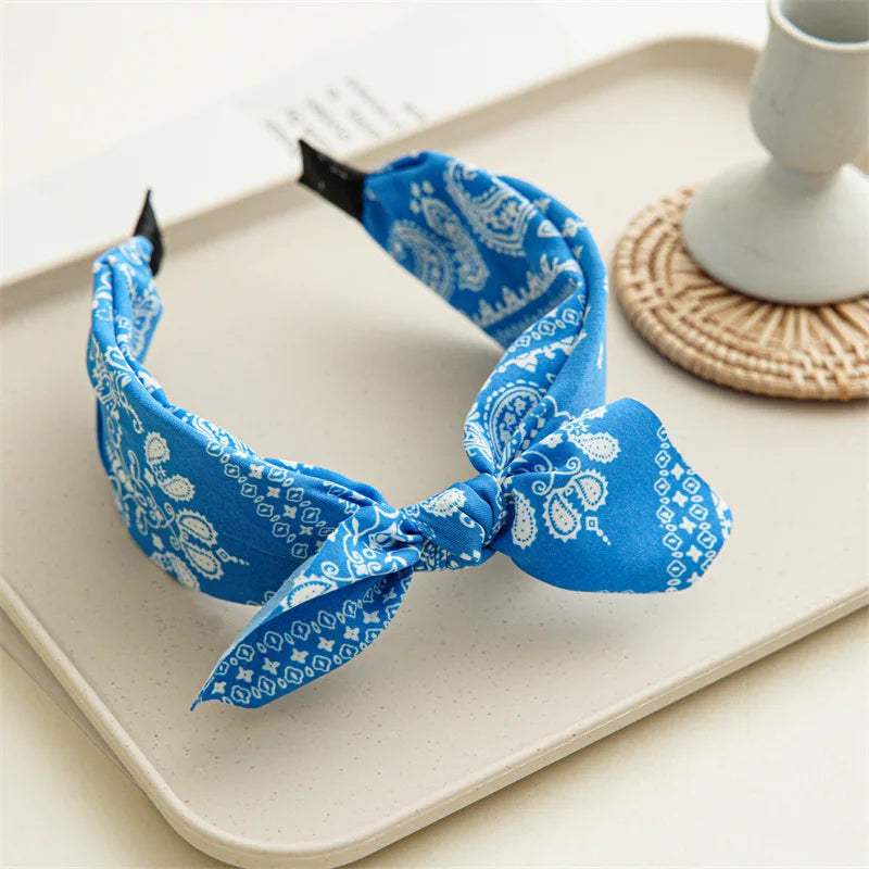 Paisley Bandana Stirnband mit Hasenohren Schleife Mode Haarband Damen