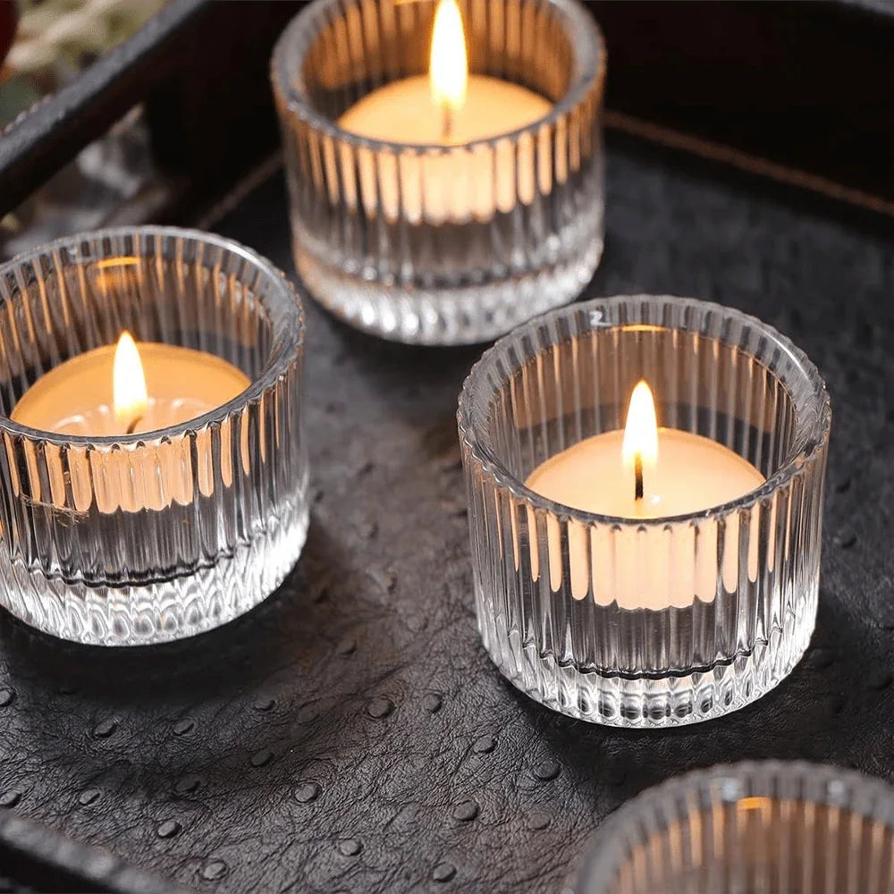 Kerzenhalter-Set aus Glas 4 Stück 2x1,4 Zoll Teelichthalter-Yabubest - Home & More
