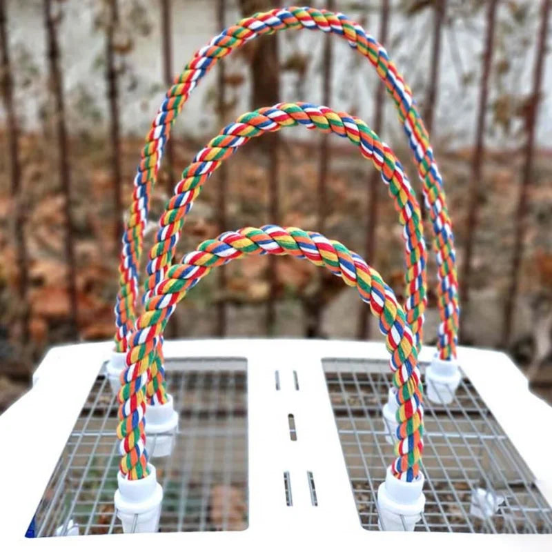 Langlebiges Baumwollseil Vogelsitzstangen Spielzeug für Papagei Nymphensittich