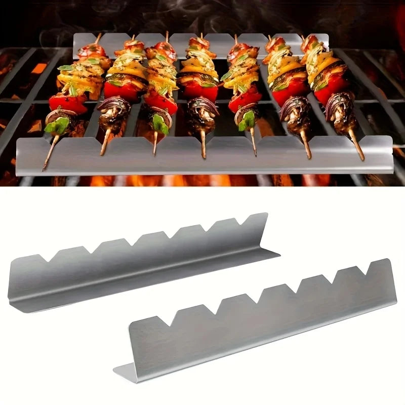 Robustes 2er-Set Edelstahl Spießhalter – Sicheres Grillen für Kebab - BBQ