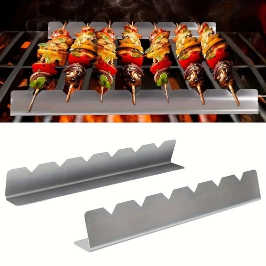 Robustes 2er-Set Edelstahl Spießhalter – Sicheres Grillen für Kebab - BBQ