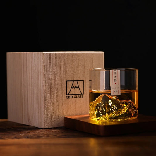 Japan 3D Mountain Whiskey Glas mit Geschenkbox, Old Fashioned Set