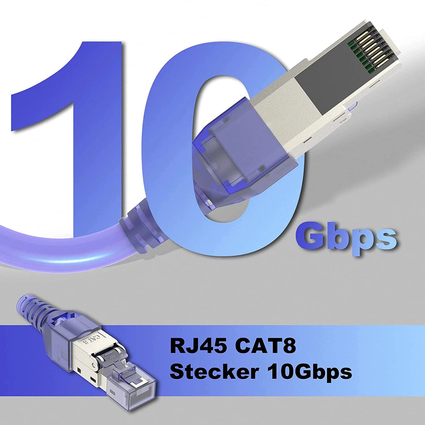 Werkzeugloser RJ45 CAT8 Cat7 Cat6A Stecker Wiederverwendbar Abgeschirmt