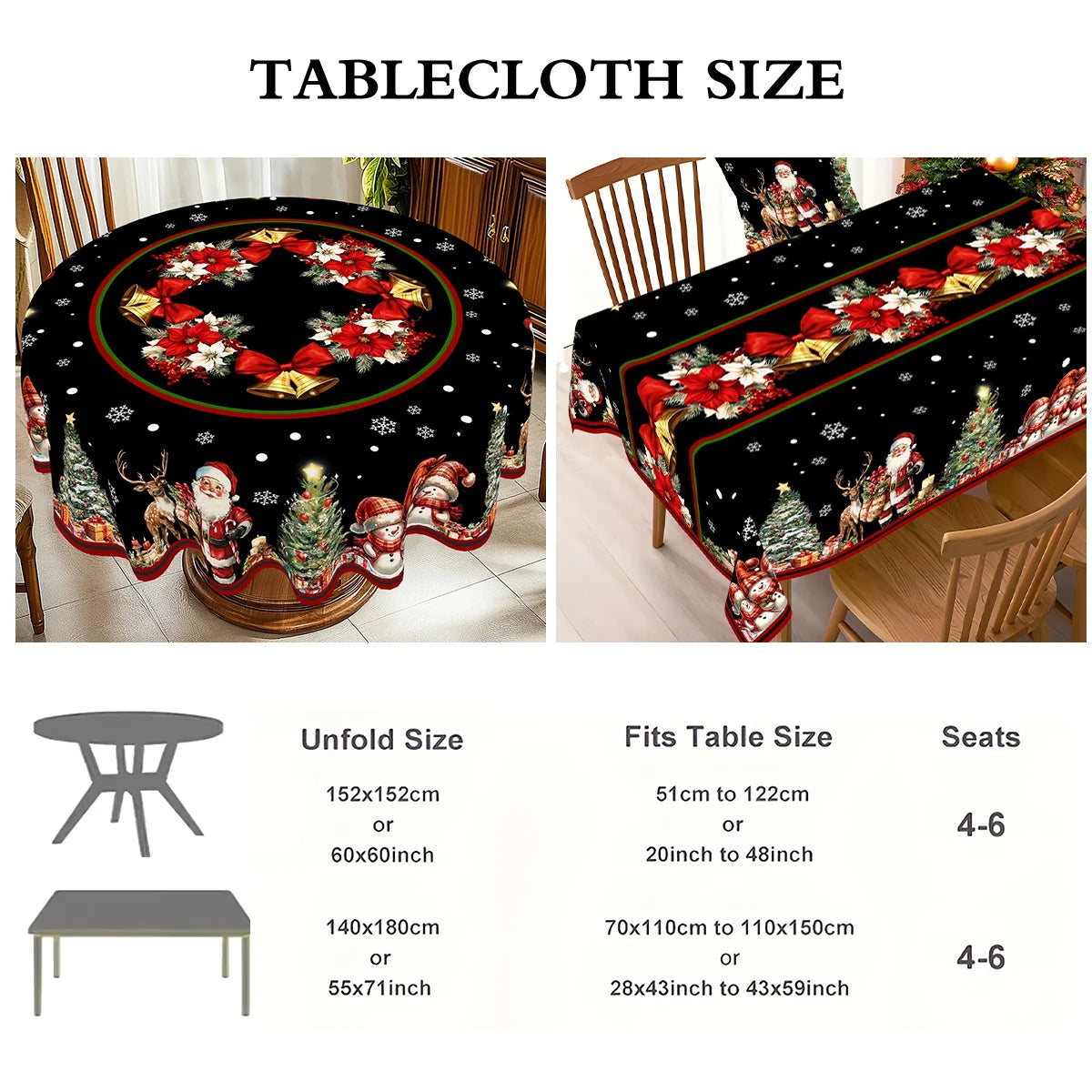 Festliche Weihnachtstischdecke mit Weihnachtsmann für festliche Anlässe