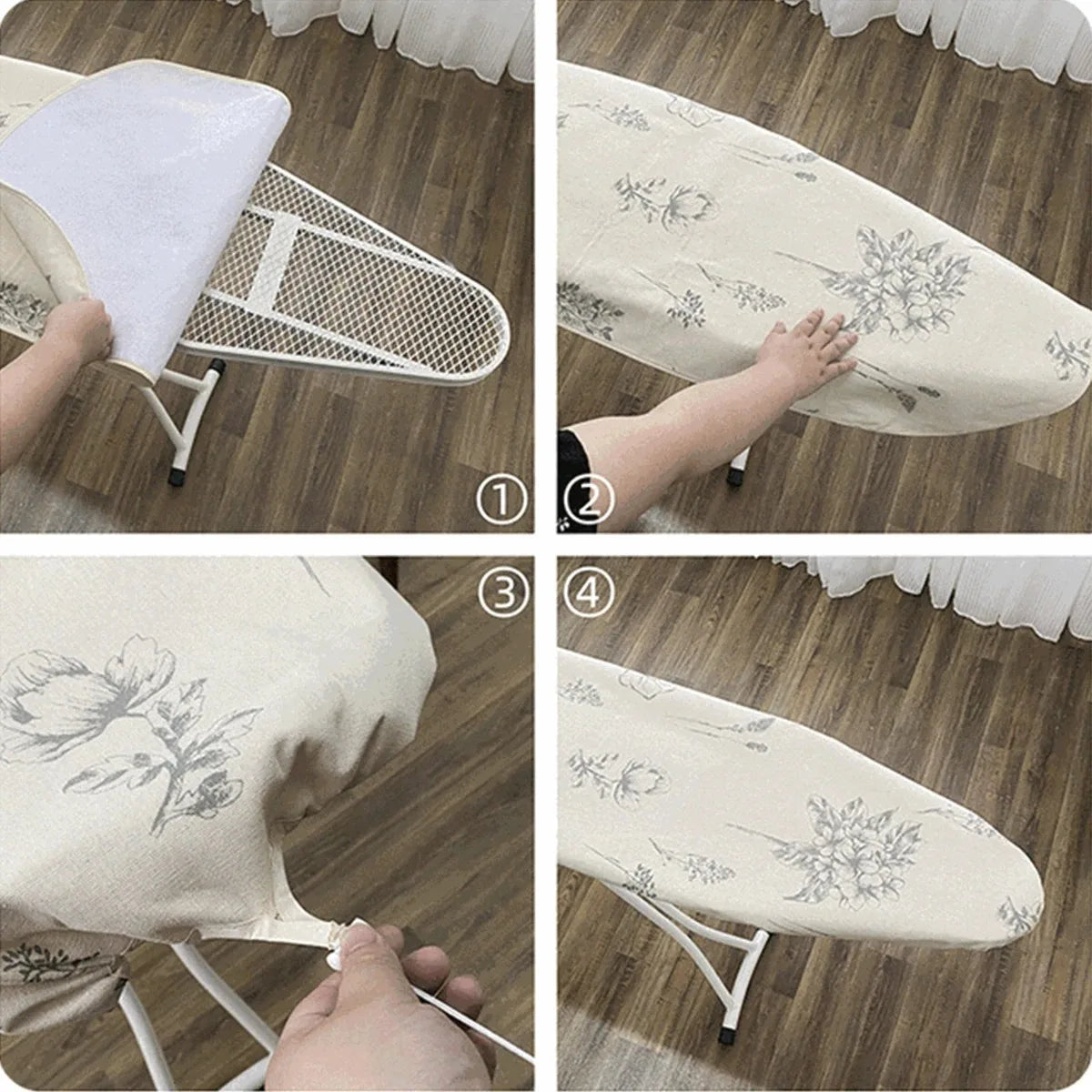 Bedruckter Bügelbrettbezug mit Kordelzug und Polstertuch für großes Bügelbrett