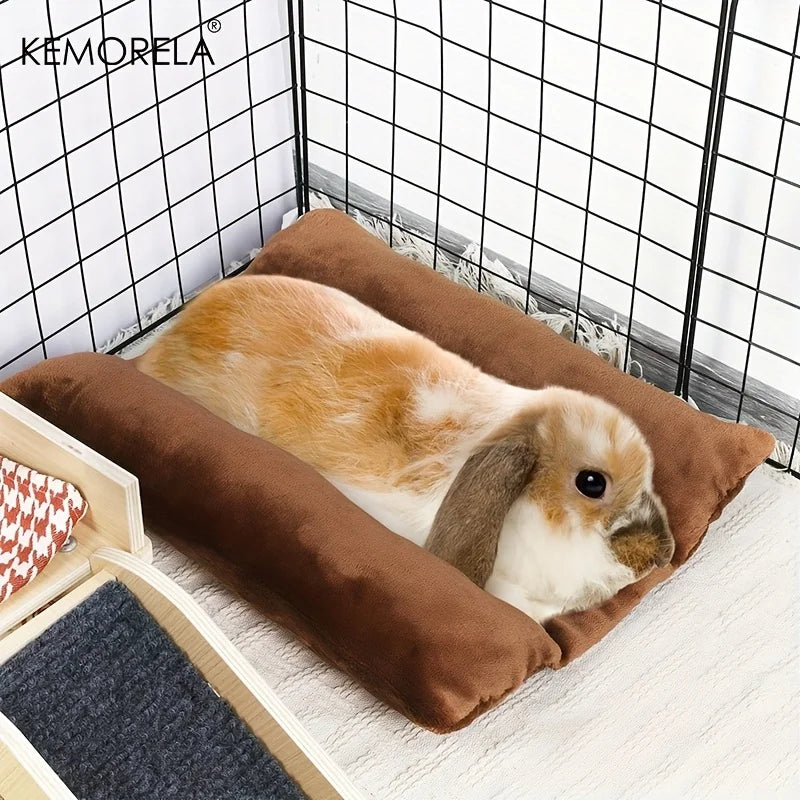 KEMORELA Kaninchenbett, dickes, weiches, konkaves Bettüberwurf, Decke, Plüschunterlage mit Baumwollliege, Kissen, kleines Haustier, Flip-Flop-Pad für den Innenbereich-Yabubest - Home & More