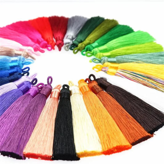 10er Set 8cm Seiden-Quasten zum Basteln für Schmuck - Lesezeichen