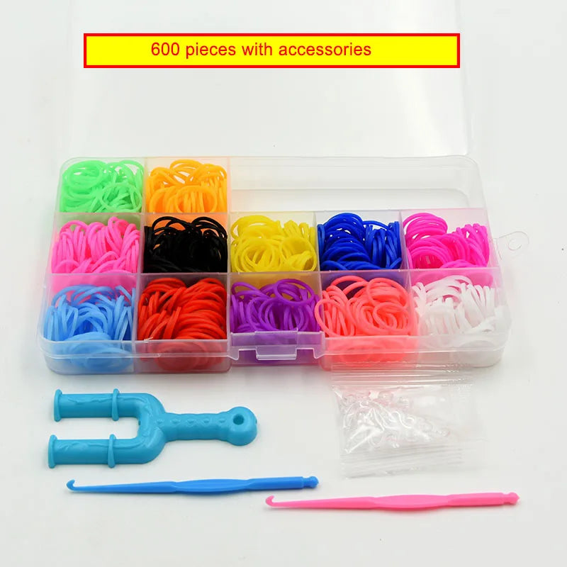 600 1500 Farbiges Gummiband Armbandherstellungsset DIY Kinder Strickset