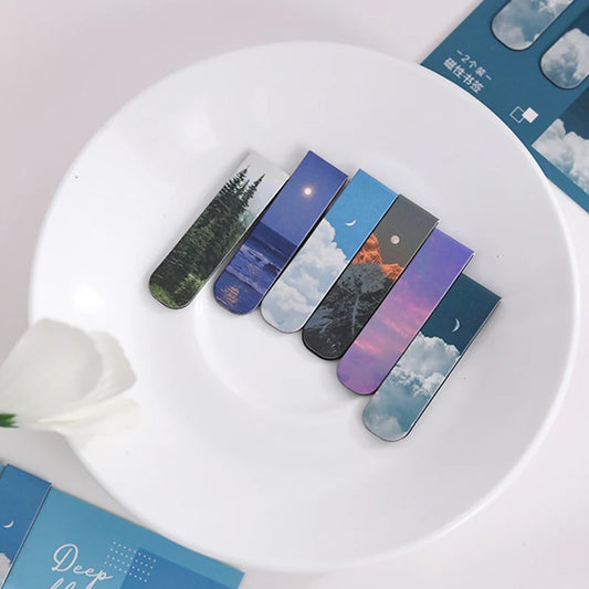 2er Set Magnetische Lesezeichen mit Landschaftsdesign für Bücher