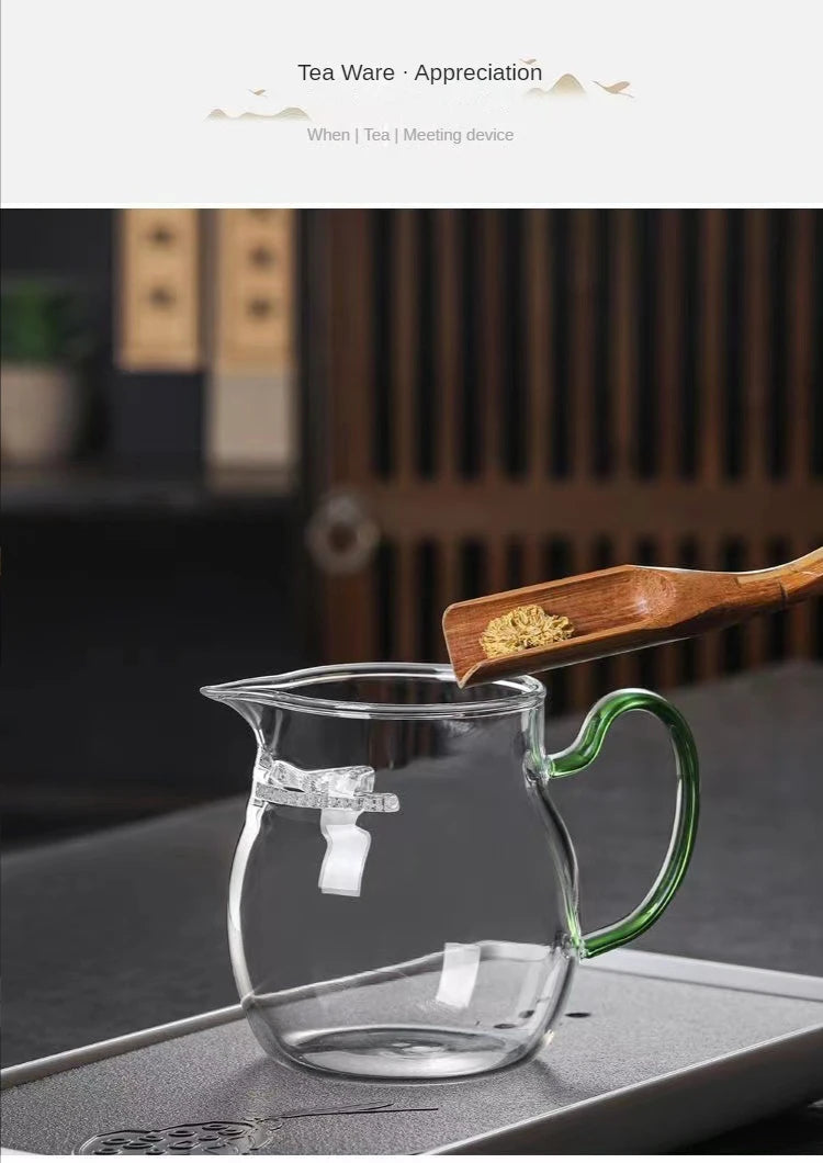 Verdickte Glas Teetasse mit hitzebeständigem Silikongriff und integriertem Teefilter