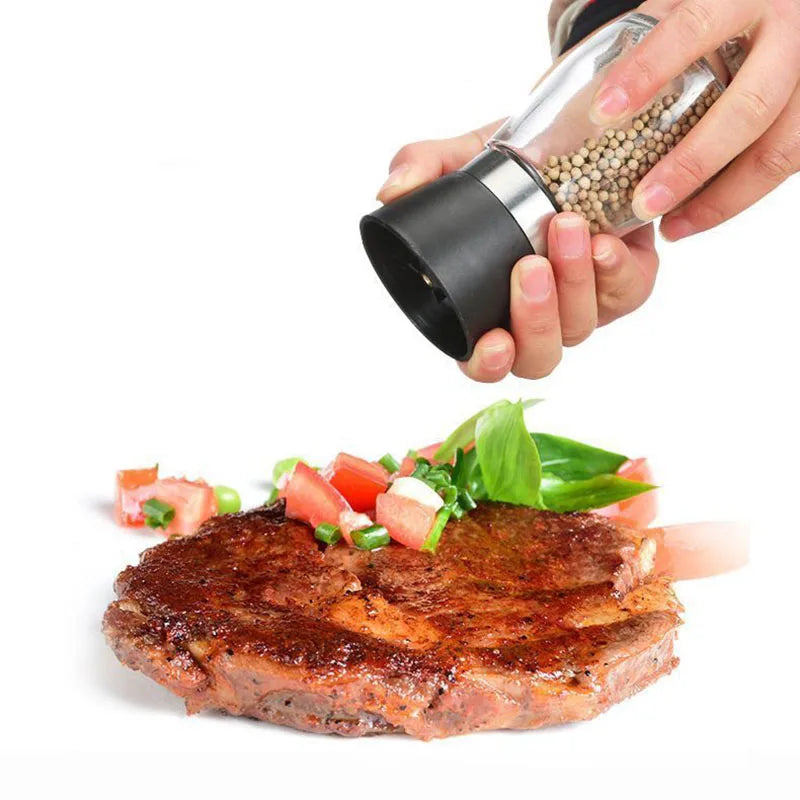 Elegante Edelstahl Pfeffermühle mit Glas für frische Gewürze