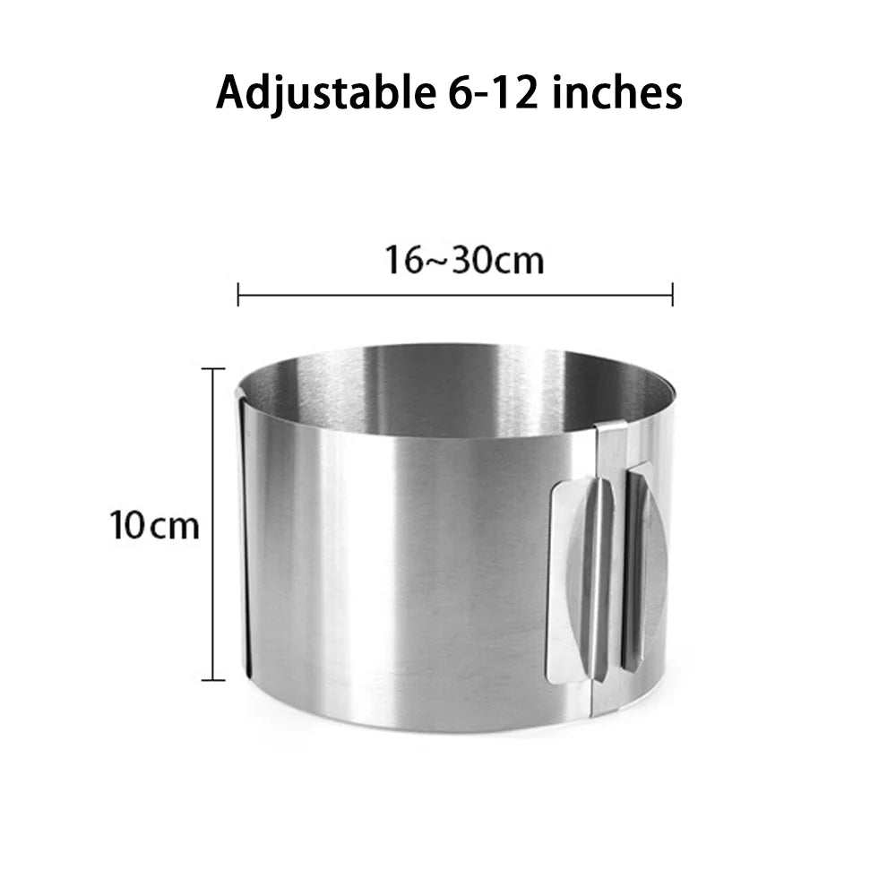 Flexibler Kuchenring 16–30 cm aus rostfreiem Edelstahl mit Skala für perfektes Backen