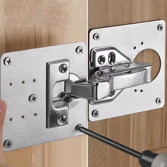Edelstahl Reparaturplatten Set für Schranktürscharniere Möbel Kleiderschrank
