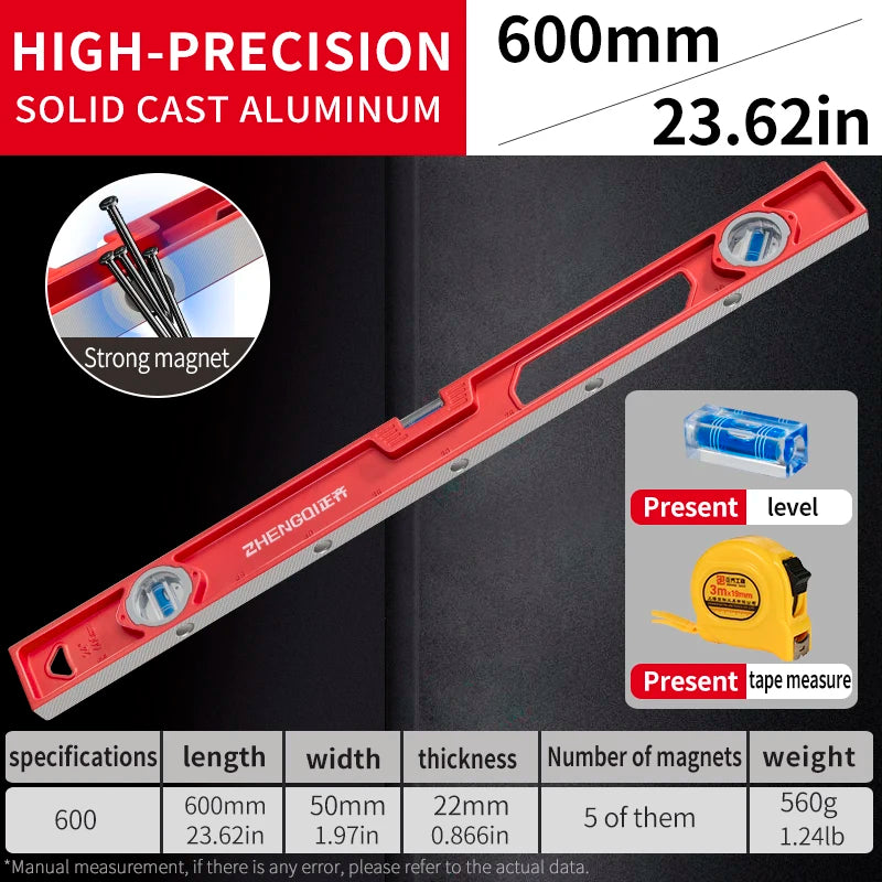 Hochpräzise Wasserwaage Aluminiumguss stoßfest magnetisch