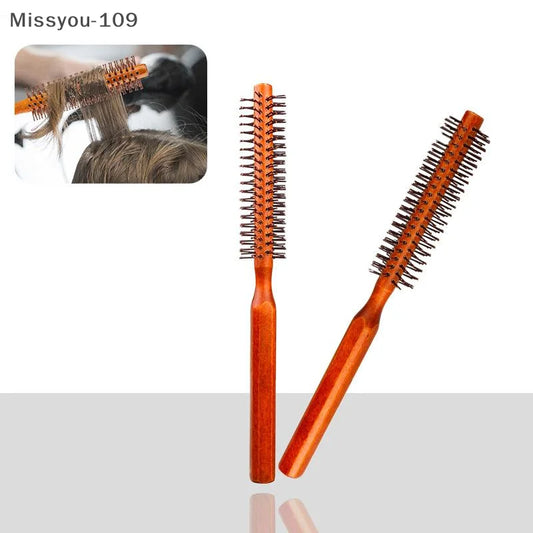 Runde Haarbürste mit Wildschweinborsten für lockiges Haar Styling