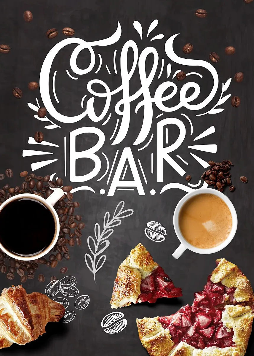 Kaffeetasse Poster Nordic Drucke Kaffee Bäckerei Kuchen Pizza Tafeln Leinwand Malerei Bilder für Cafe Shop Home Küche Dekor