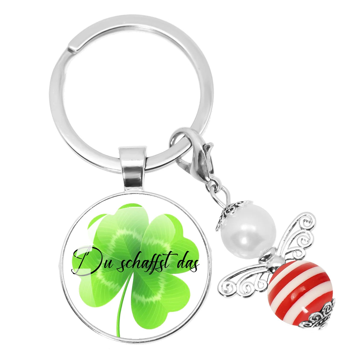 Glücksbringer Schlüsselanhänger mit vierblättrigem Kleeblatt Design