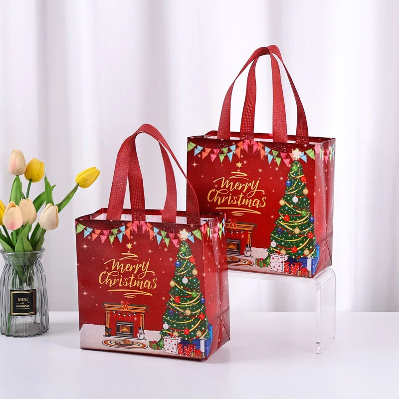 5er Set Weihnachtsgeschenktaschen mit festlichen Motiven
