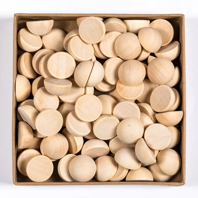 Natürliche halbe Holzperlen 10–30mm, 10–200 Stück – Kreativ - Vielseitig