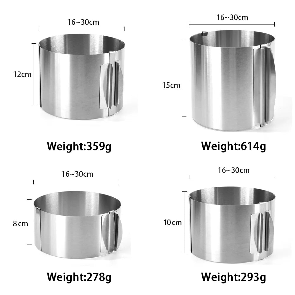 Flexibler Kuchenring 16–30 cm aus rostfreiem Edelstahl mit Skala für perfektes Backen