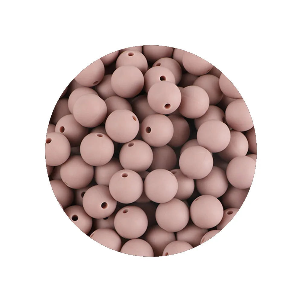 50x Runde Silikonperlen 9 12 15mm für DIY Schmuck & Babyartikel