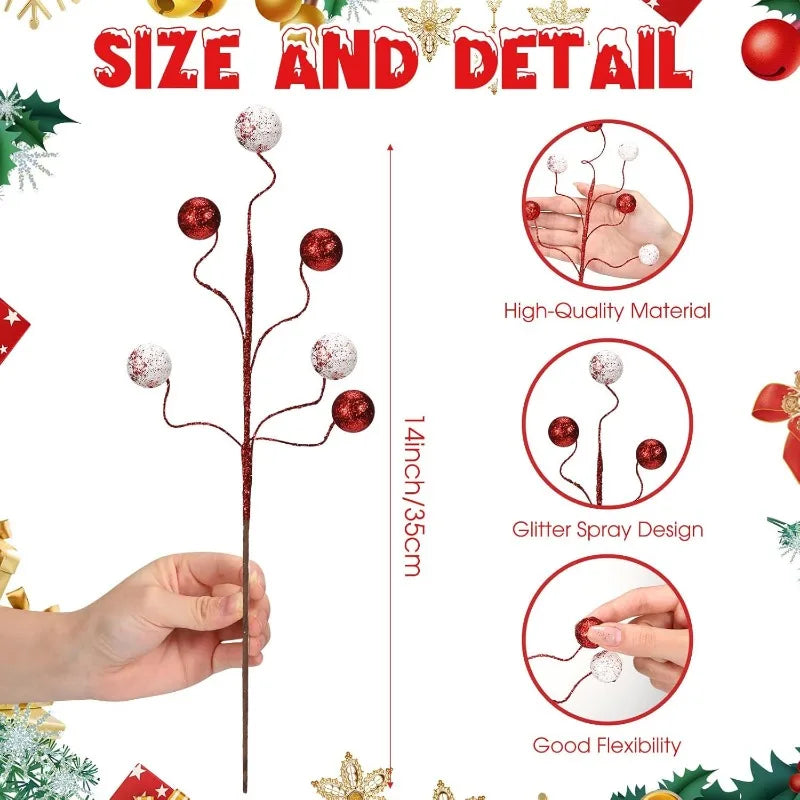 Funkelnde Mini-Kugeln Baumzweige fuer Weihnachtsdeko DIY Festival Party