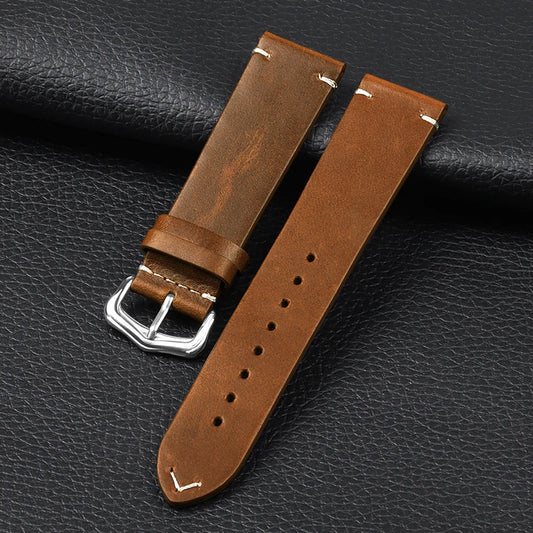 Echtleder Uhrenarmband Kalbsleder Vintage 18-24mm mit Metallverschluss