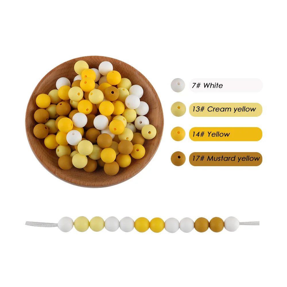 50x Runde Silikonperlen 9 12 15mm für DIY Schmuck & Babyartikel