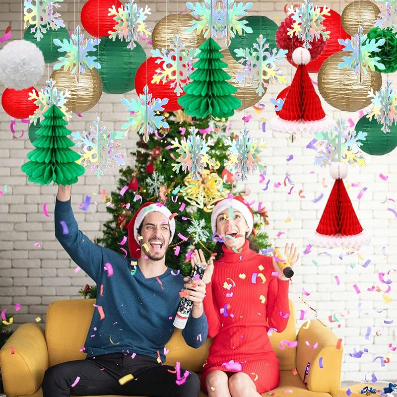 28-teiliges Weihnachtsdeko Set mit hängenden Papierornamenten