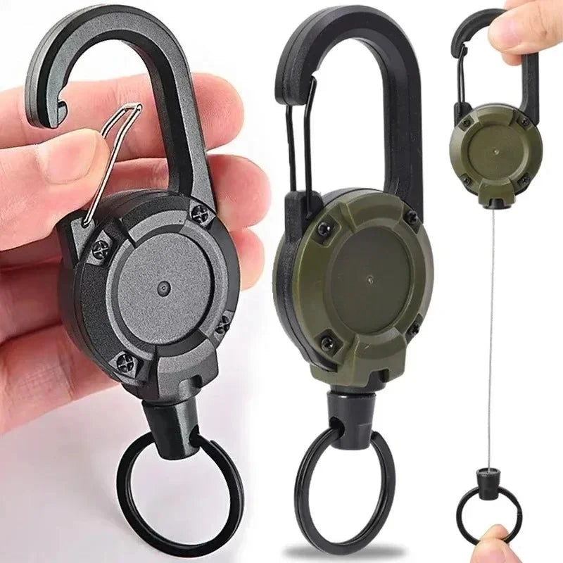 Einziehbare Schlüsselrolle mit Karabiner aus Edelstahl für Outdoor Sport