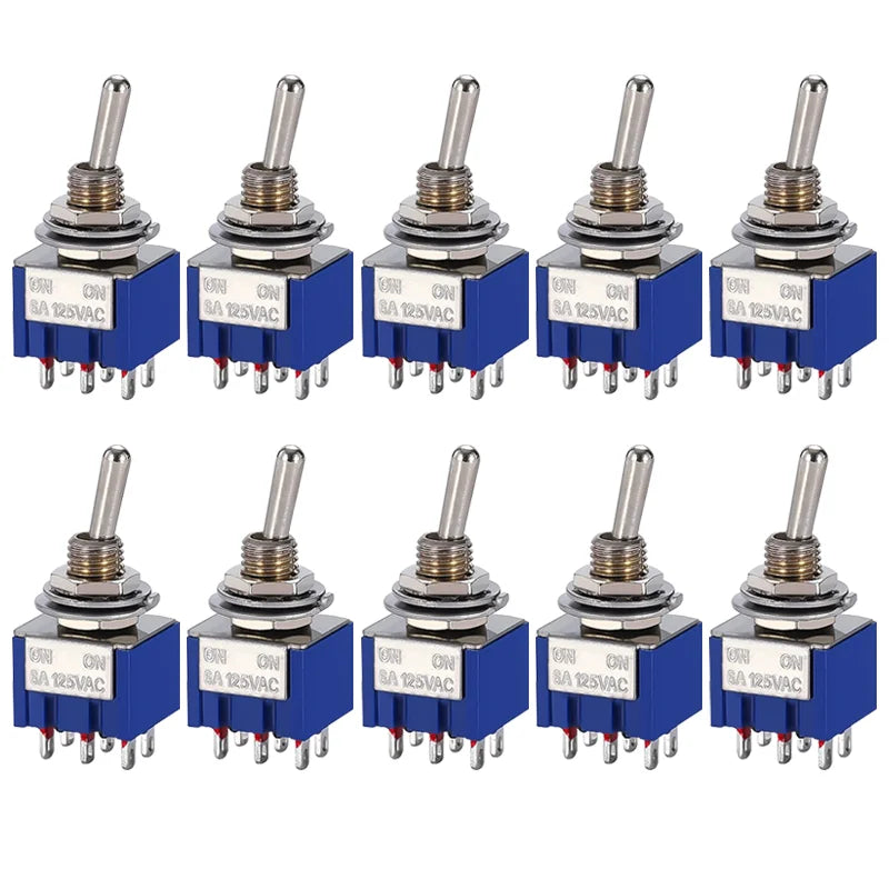 Praktischer 10er Miniatur Kippschalter ON OFF ON aus Kunststoff