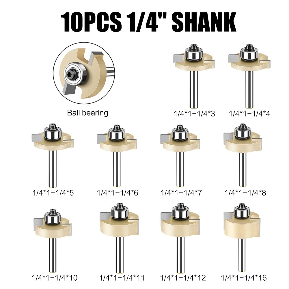 6 mm 1/4 Zoll Schaft T-Nut-Fräser mit Lager für Holzverarbeitung