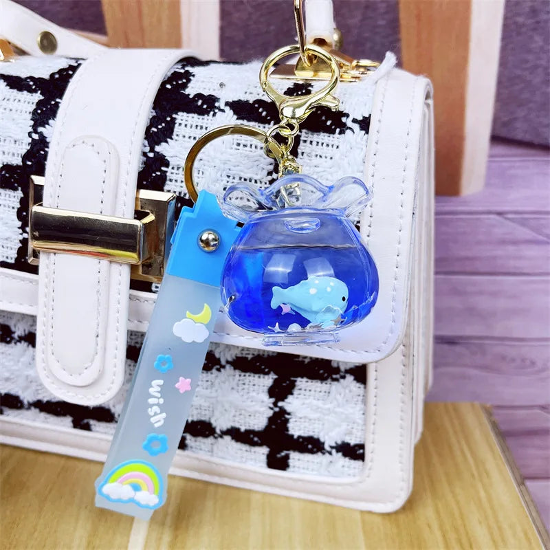 Niedlicher Ozean schwimmender Acryl Schlüsselanhänger mit Tasche Anhänger