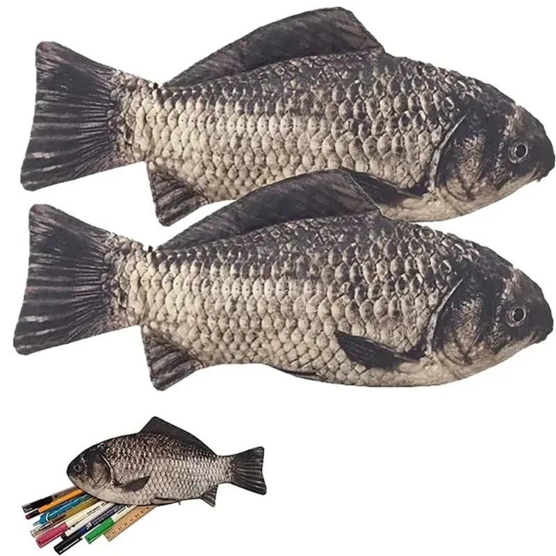 Lustiges Federmäppchen in Fischform aus Stoff – ideal für Bürobedarf