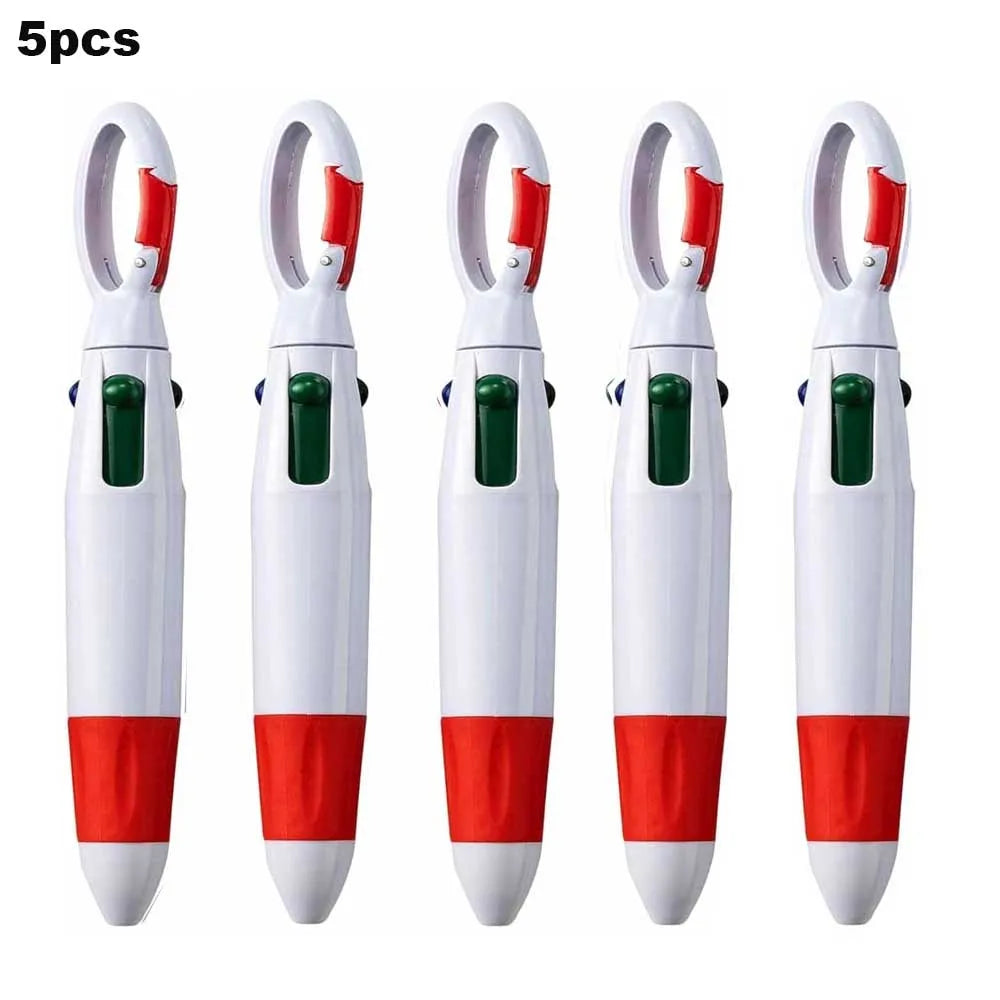 Einziehbare 4-in-1 Kugelschreiber mit Karabiner Clip Packung 4-12 Stück