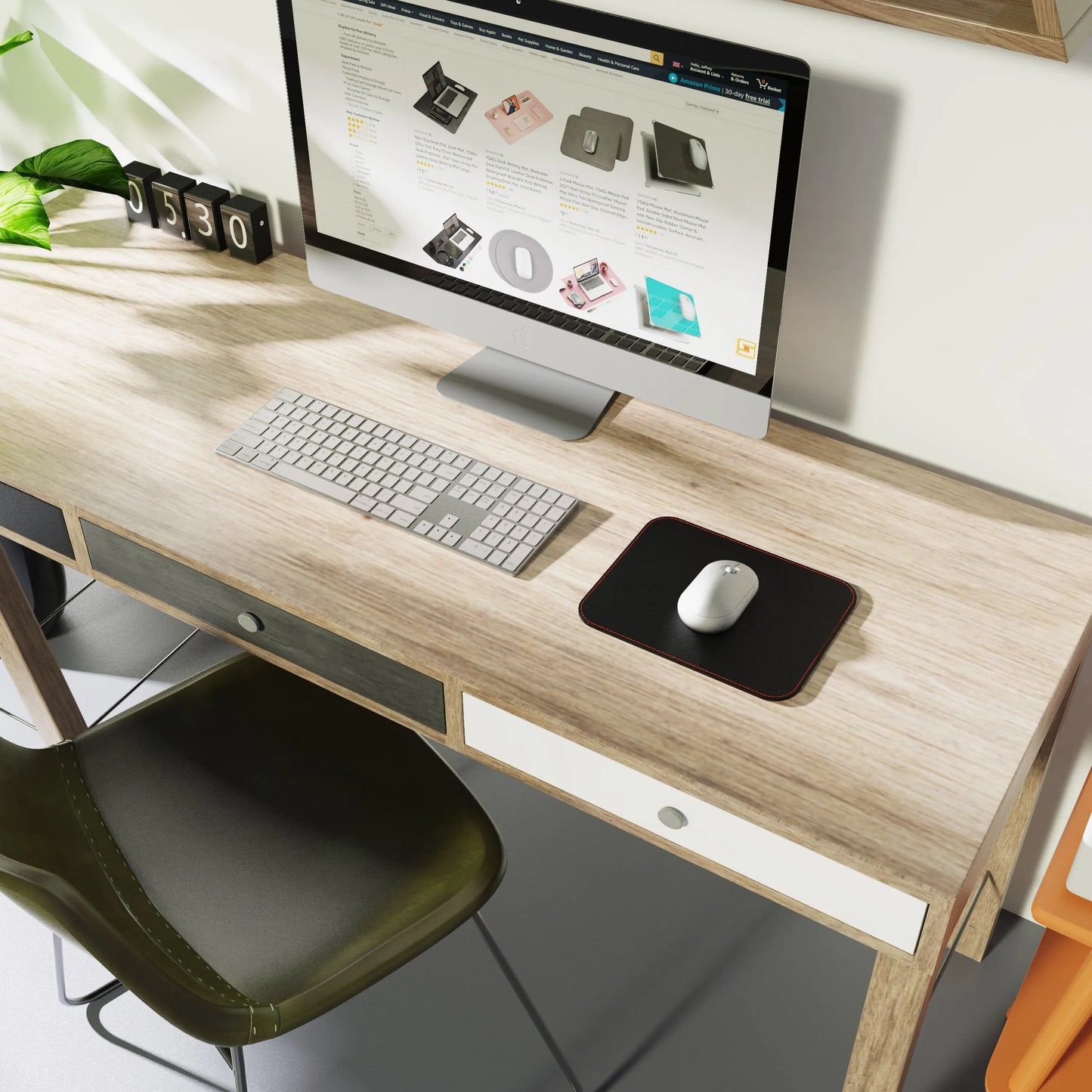 Rutschfestes 4mm PU Leder Mauspad mit genähter Kante