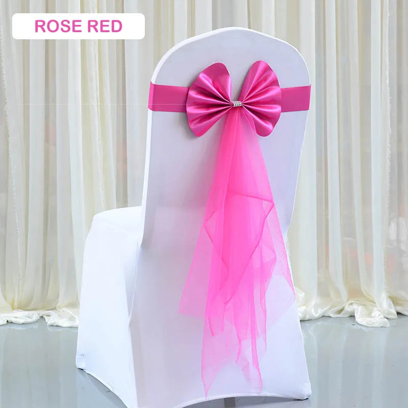 Stretch Stuhlschärpen aus Organza mit Schleifen für Events