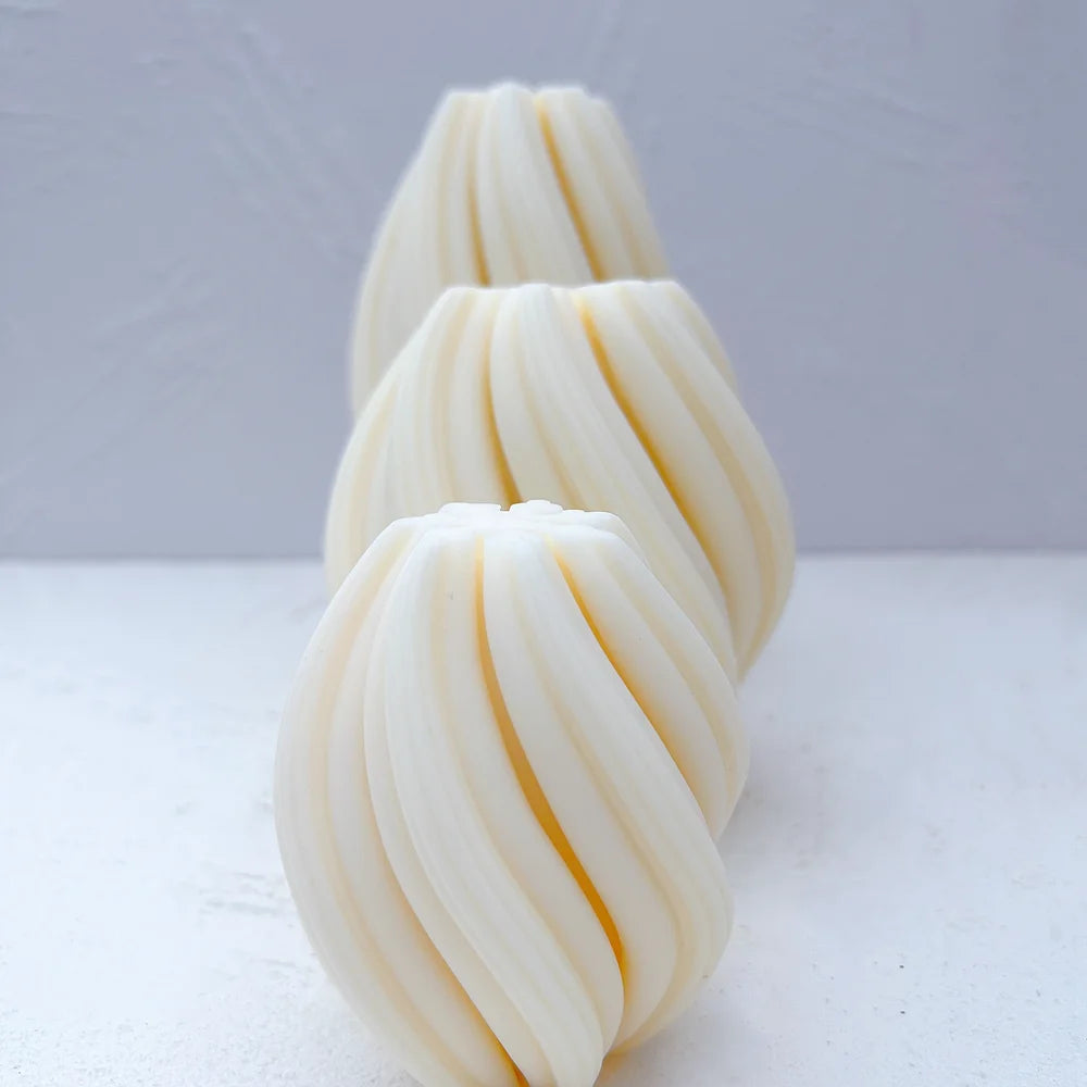 Geometrische Wellenwirbel Kerzenformen in drei Größen aus Silikon