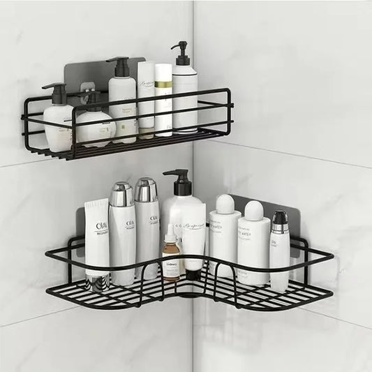 Bad Lieferungen Schwimmende Wand Regal Metall Organizer Warenkorb Badezimmer Dusche Vorhang Küche Lagerung Organisatoren Kommode