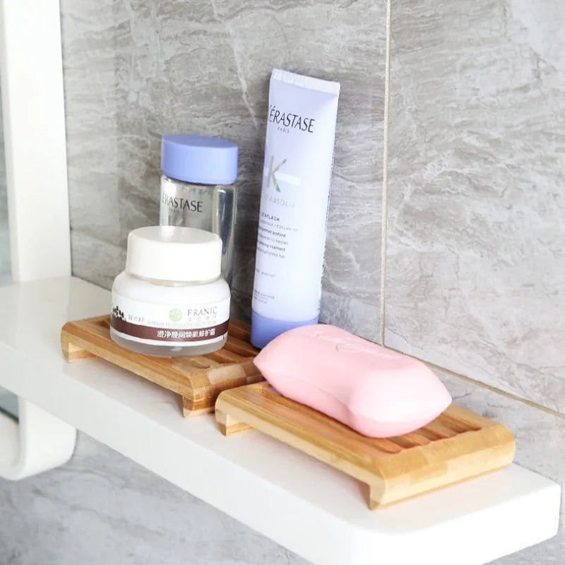 Tragbare Holz Bambus Seifenschale Seifenhalter Bad Zubehör