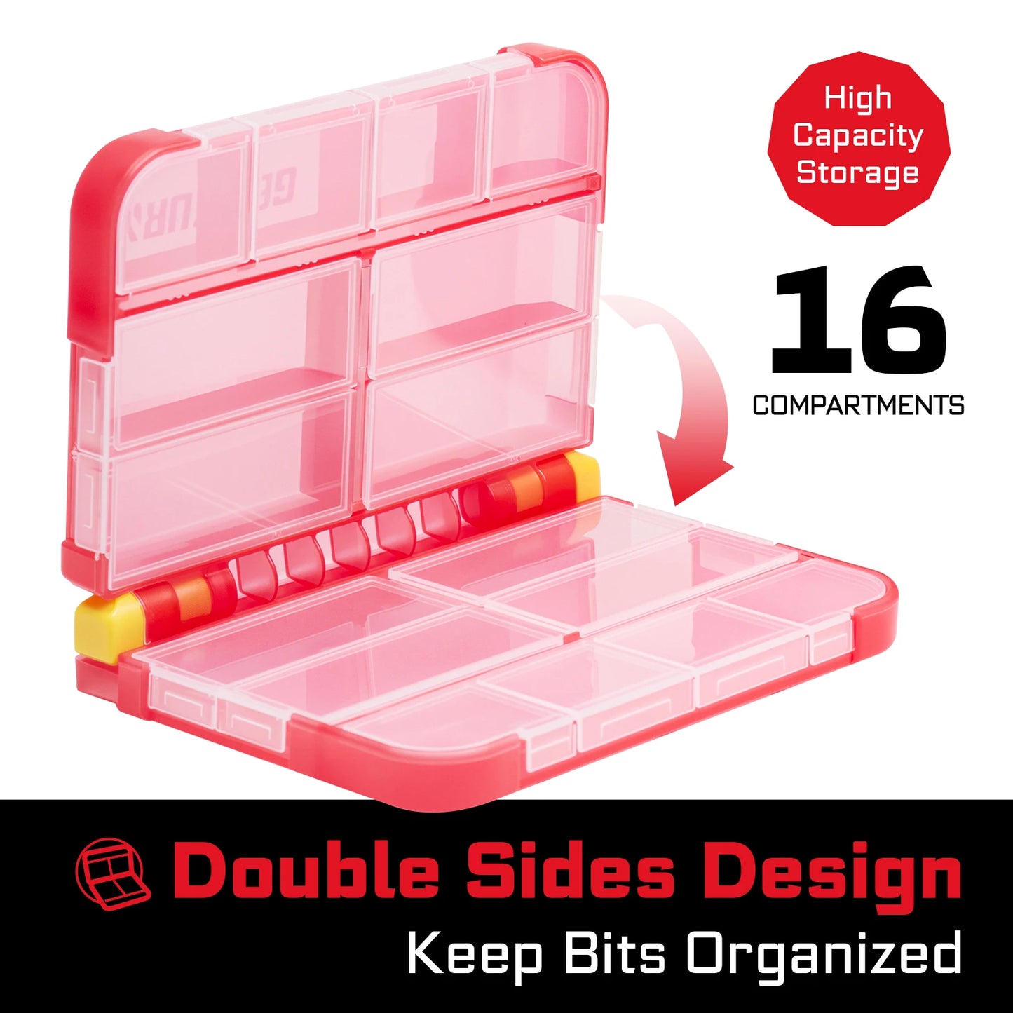 2er Set Rote Kunststoff Organizer Box mit 16 Fächern für Kleinteile