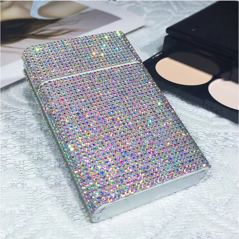 Elegantes personalisiertes Damen Zigarettenetui mit Diamantbesatz