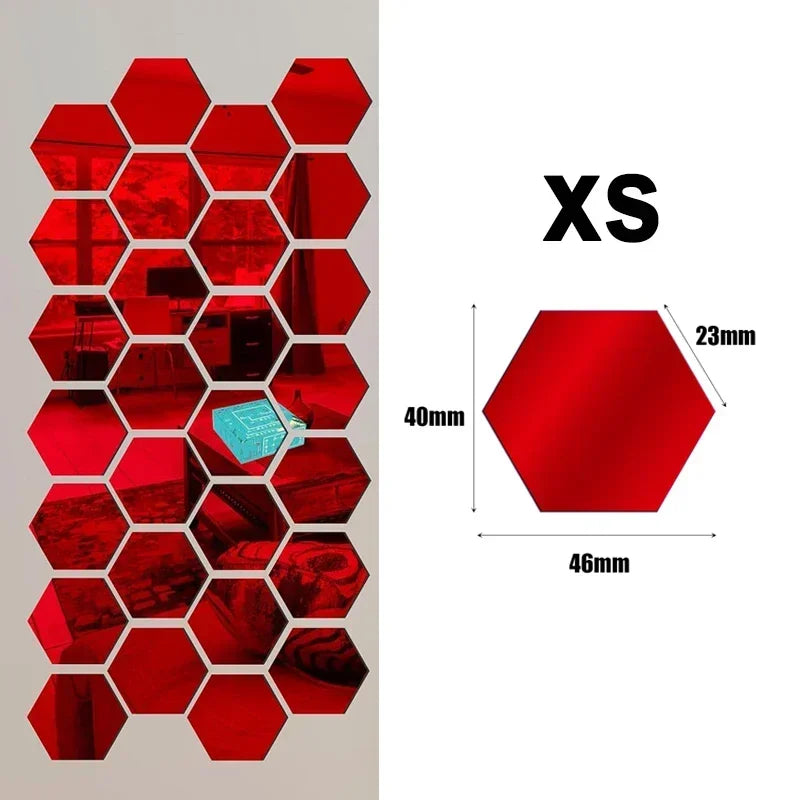 Sechseckige Acryl Spiegel Wandaufkleber selbstklebend abnehmbar