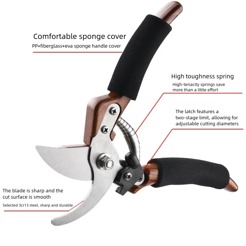 Scharfe Gartenschere mit rutschfestem Griff für Pflanzen und Gartenpflege