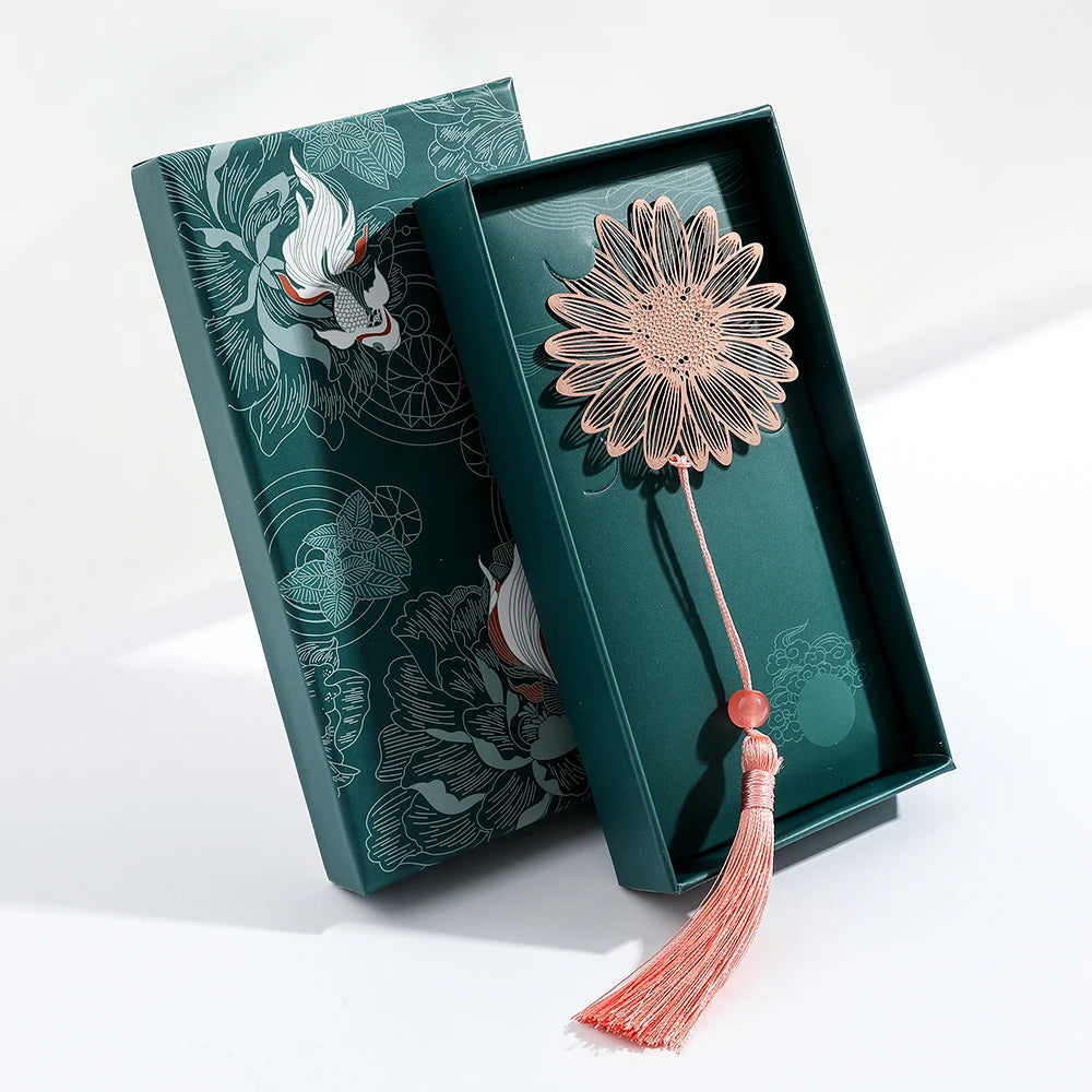 Hohles Messing-Lesezeichen mit Blumenmotiv für Buchliebhaber