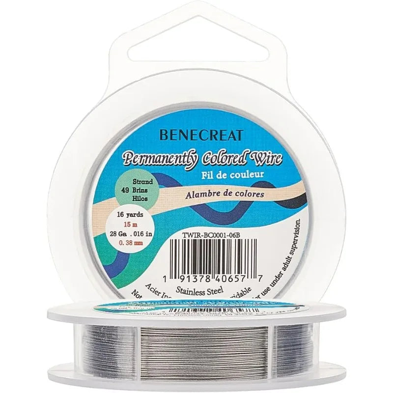 Flexibler Perlendraht 0 38mm grau 15m für Schmuckherstellung