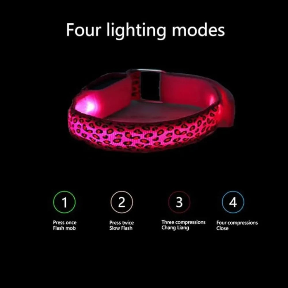 Leuchtendes LED Hundehalsband Leopardenmuster für Nachtsicherheit