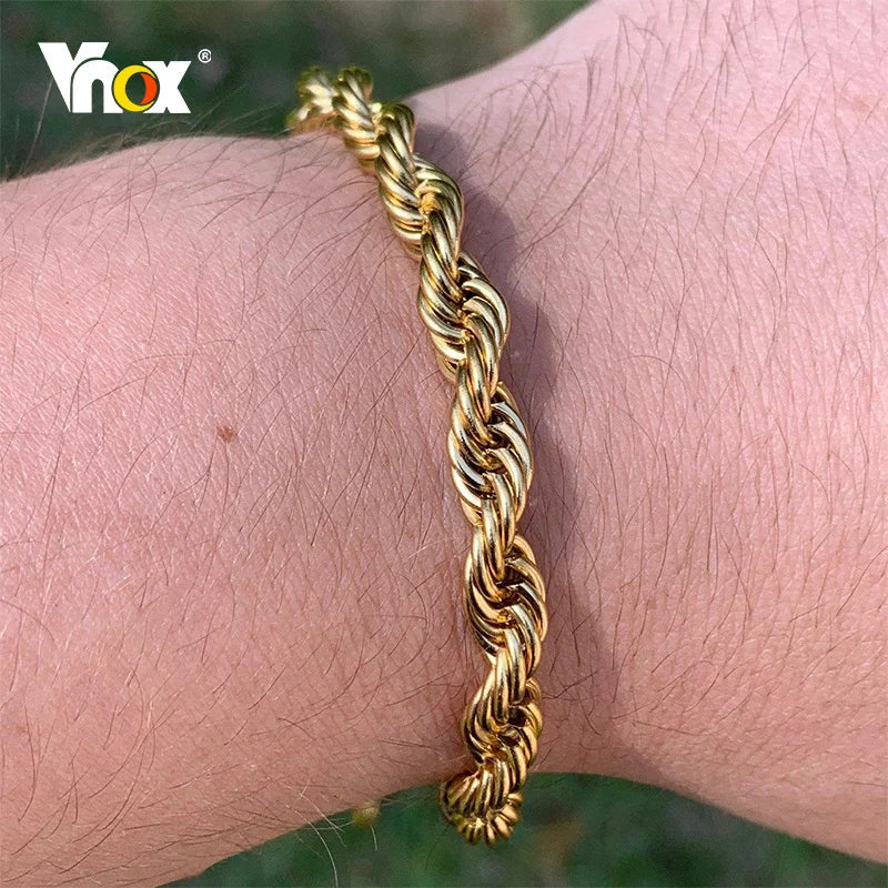 Verstellbares Edelstahl Armband mit gedrehter Seilkette für Damen und Herren
